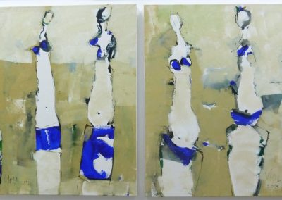 Atelier an der Enz - Frauen mit blauen Röcken - je 100 x 100 cm